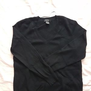 V neck Cashmere Sweater, Black